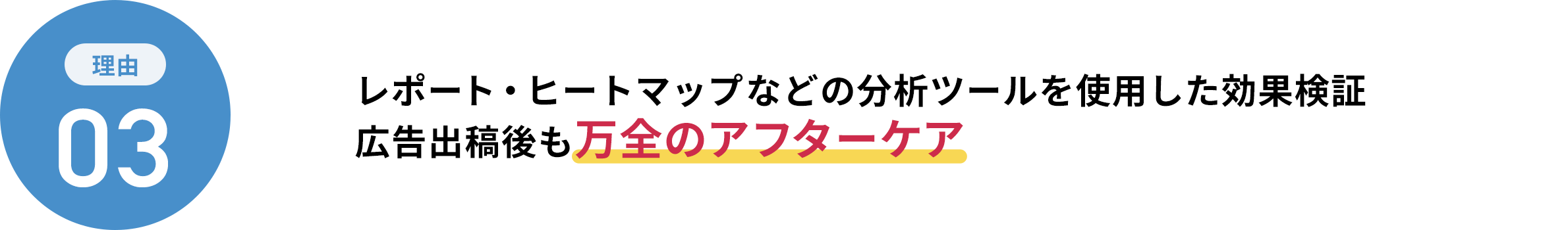 レポート・ヒートマップなどの分析ツールを使用した効果検証広告出稿後も万全のアフターケア